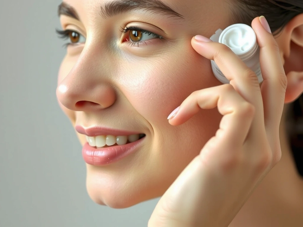 Woman applying face cream